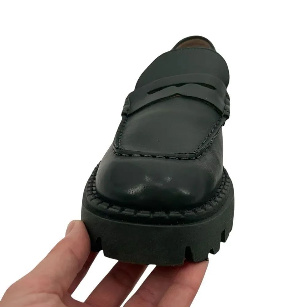 Free people Lyra lug sole dark green loafer size 39.5 - Picture 6 of 13